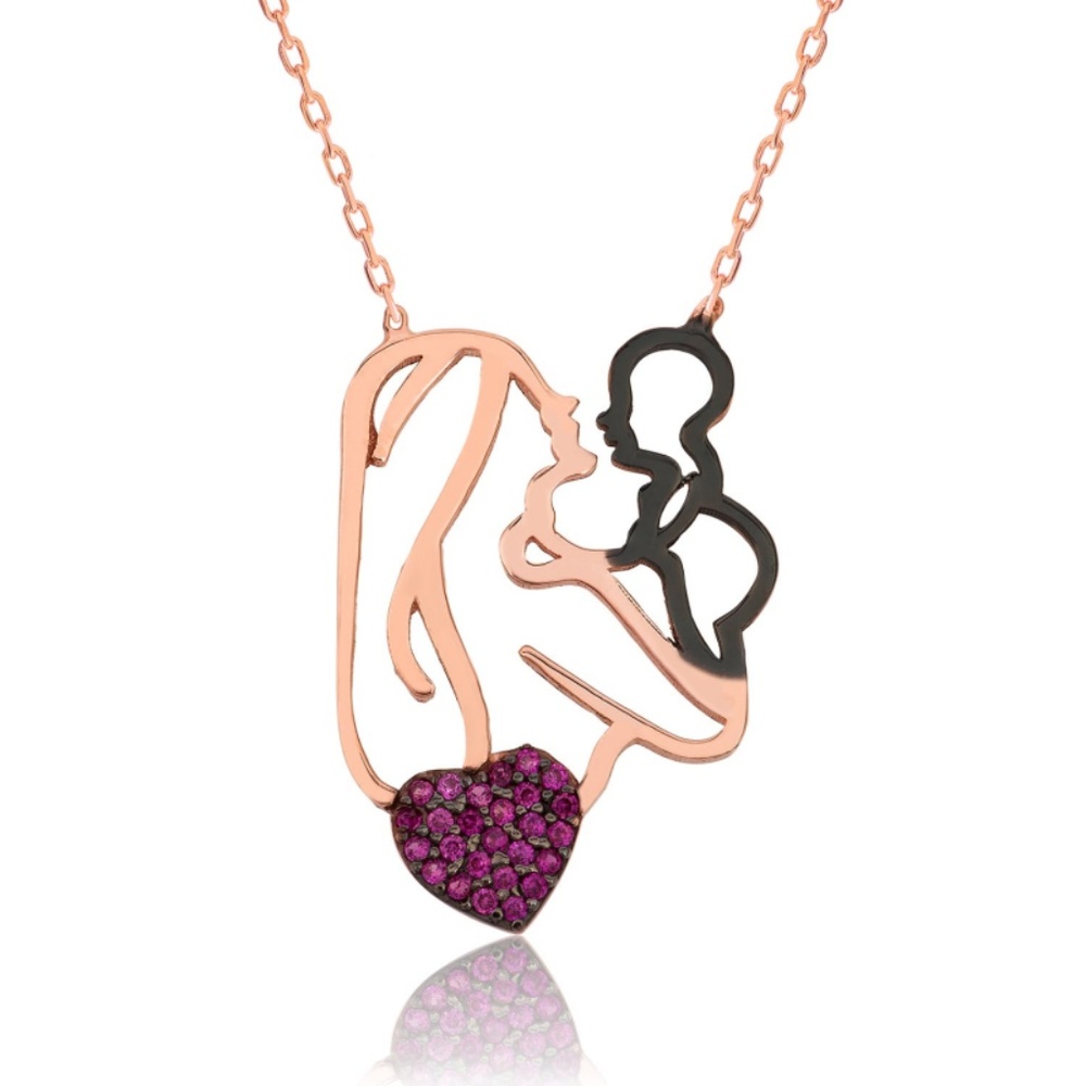 925 Sterling Silver Mother Heart & Baby necklace